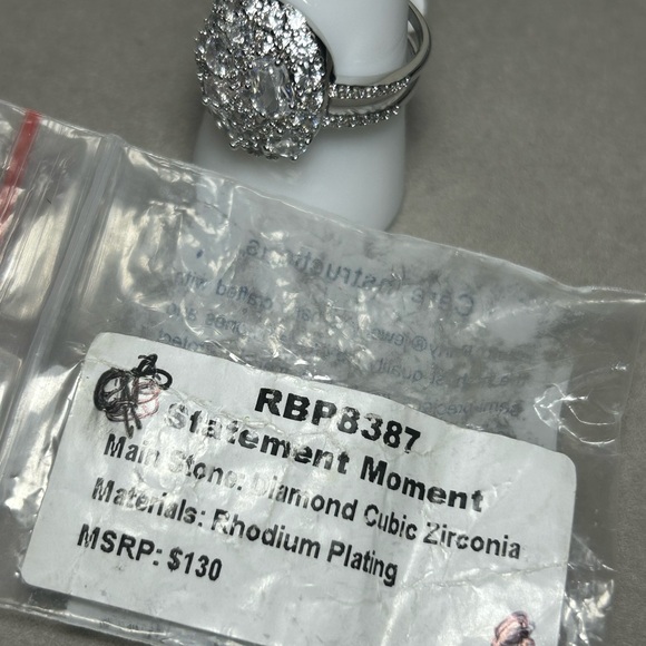Bomb Part diamond cubic zirconia ring on Rodium plating size 9 New - Picture 4 of 10